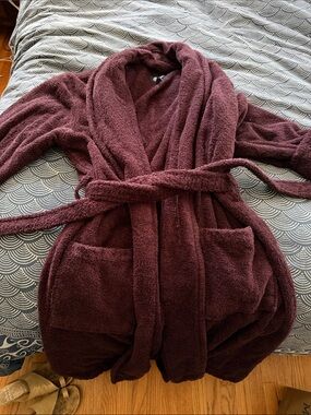 Lands End Plush Bath Robe - Burgundy XL